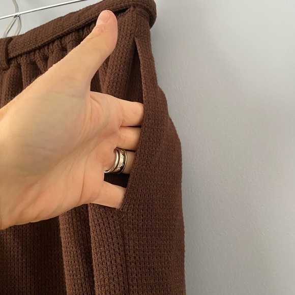 TOKUKO 1er VOL Brown Waffle Pants Made in Japan 24" Waist Hi Rise Wide Leg - Picture 4 of 13